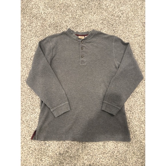 L.L. Bean Other - VTG LL Bean Shirt Men Med Gray Henley Thermal Long Sleeve Cotton Mini Waffle Tee